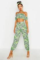 Boohoo Belted Leopard Palm Harem Trousers