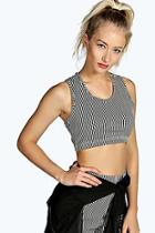 Boohoo Marianne Printed Stripe Sports Crop