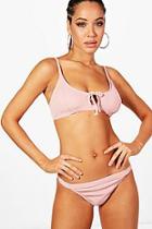 Boohoo Rio Mix & Match Texture Knot Bikini Top