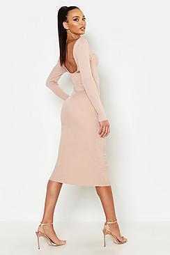 Boohoo Scoop Front & Black Knitted Midi Dress