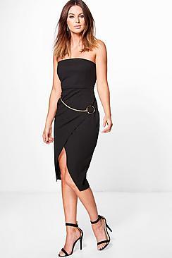 Boohoo Kayla O-ring Chain Detail Bandeau Dress