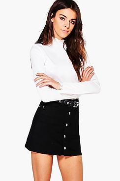 Boohoo Nancy Frill High Neck Long Sleeve Top