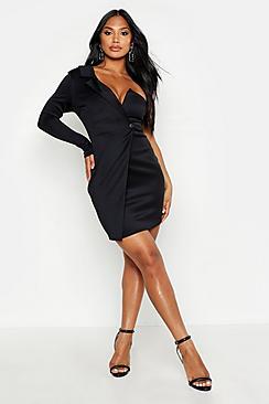 Boohoo One Shoulder Blazer Bodycon Dress