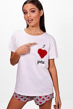Boohoo Skye I Love You Pj Short Set