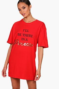 Boohoo Lydia Prosecco Slogan Sleep Tee