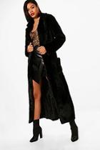 Boohoo Boutique Belted Faux Fur Robe Coat