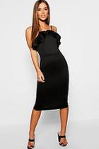 Boohoo Petite Frill Detail High Neck Mini Dress