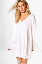 Boohoo Orla Mini Pleated Frill Detail Shift Dress
