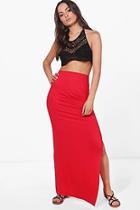 Boohoo Evelyn Rouched Side Split Jersey Maxi Skirt
