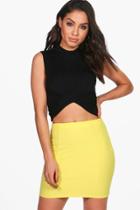 Boohoo Lucienne Textured Panel Mini Skirt Yellow