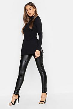 Boohoo Side Split Rib Tunic Top