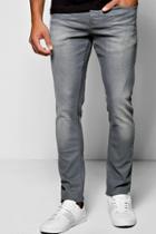 Boohoo Slim Fit Slate Grey Jean With Sandblasting Slate