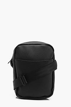 Boohoo Black Pu Cross Body Man Bag