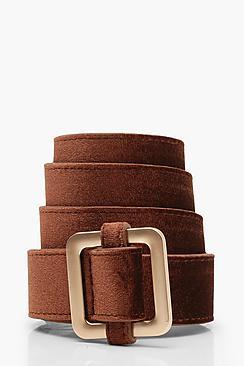 Boohoo Velvet Square Buckle Boyfriend Belt