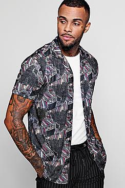 Boohoo Abstract Print Short Sleeve Jersey Shirt