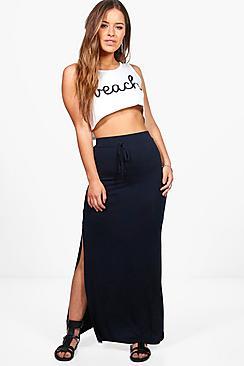 Boohoo Petite Lola Split Side Jersey Maxi Skirt