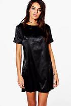 Boohoo Franceska Fine Stripe Satin Shift Dress