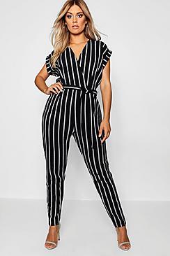 Boohoo Plus Savannah Pinstripe Tailored Jumpsuit