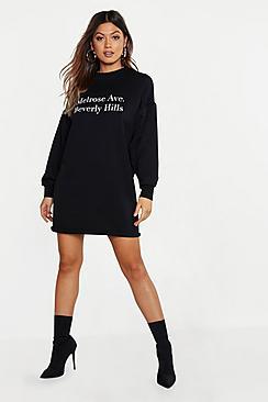 Boohoo Melrose Balloon Sleeve Sweatshirt Dress