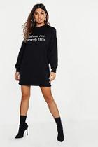 Boohoo Melrose Balloon Sleeve Sweatshirt Dress