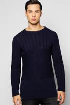 Boohoo Biker Detail Muscle Fit Ribbed Jumper Navy