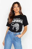 Boohoo Leopard California Slogan T-shirt