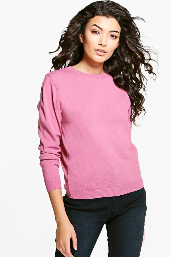 Boohoo Millie Fine Knit Jumper Rose