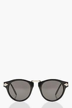 Boohoo Contrast Gold Round Sunglasses