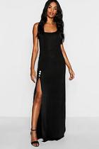 Boohoo Tall Button High Split Maxi Dress