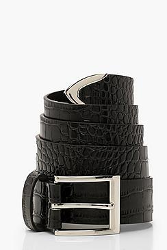 Boohoo Plus Faux Croc Waist Belt