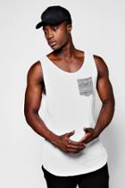 Boohoo Contrast Knitted Pocket Tank Top White