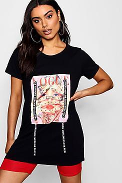 Boohoo Aria Jewelled Face Ribbon Detail T-shirt
