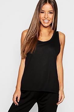 Boohoo Petite Basic Jersey Scoop Neck Pj Vest Top