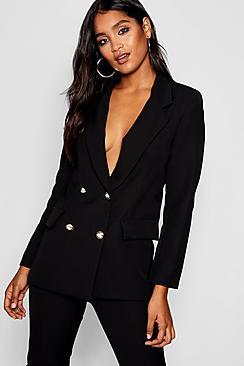 Boohoo Polly Double Breasted Boxy Military Blazer