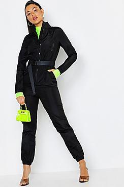 Boohoo Shell Suit Safety Buckle Jumpsuit