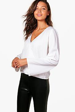 Boohoo Tall Lola Wrap Front Top