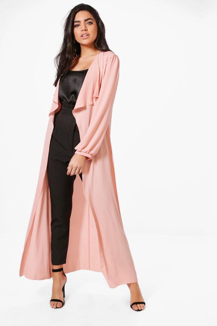 Boohoo Heather Waterfall Duster Rose