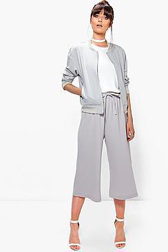 Boohoo Nicia Tie Waist Crepe Culottes