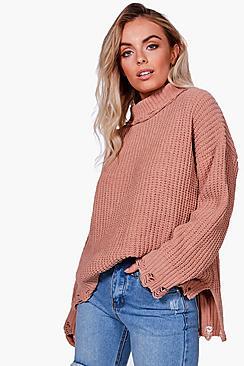 Boohoo Emma Distressed Hem Chenille Jumper