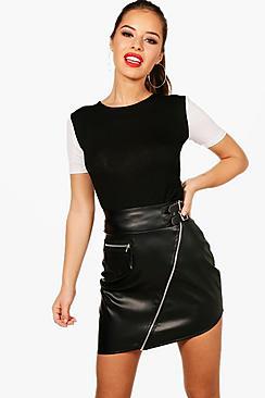 Boohoo Petite Darcey Contrast Sleeve Tee