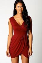 Boohoo Dellilah Wrap Over Detail Tulip Shape Dress