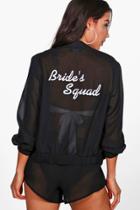 Boohoo Diana Bride's Squad Beach Bomber Co-ord Set Black