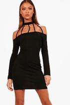 Boohoo Kady Caged Neckline Bodycon Mini Dress