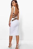 Boohoo Petite Clarice Strappy Back Bodycon Midi Dress