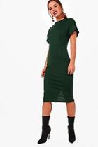 Boohoo Petite Frill Sleeve Tailored Midi Dress