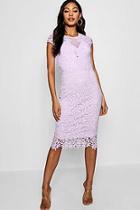 Boohoo Izzy Lace Mesh Deatil Cap Sleeve Midi Dress