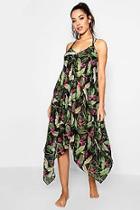 Boohoo Julia Tropical Hankey Hem Beach Dress