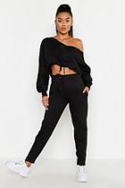 Boohoo Off The Shoulder Gathered Hem Sweats & Jogger Set