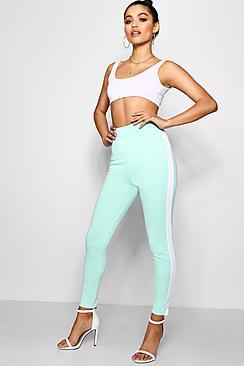 Boohoo Ponte Contrast Side Panel Leggings