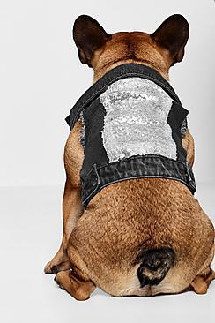 Boohoo Elsie Sequin Dog Denim Jacket